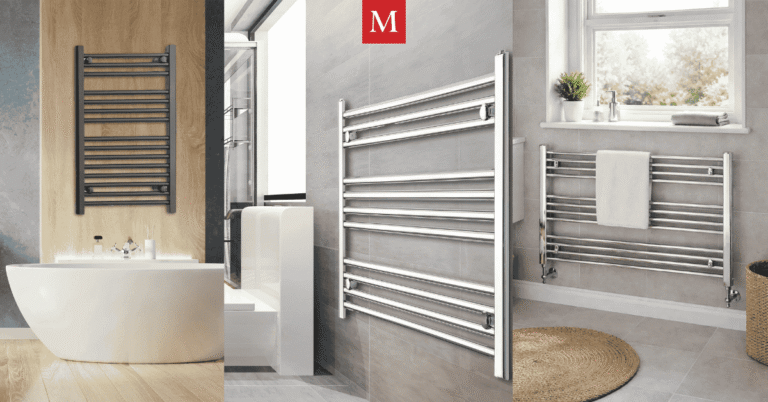 750mm Wide Matte Black Towel Rail Radiators