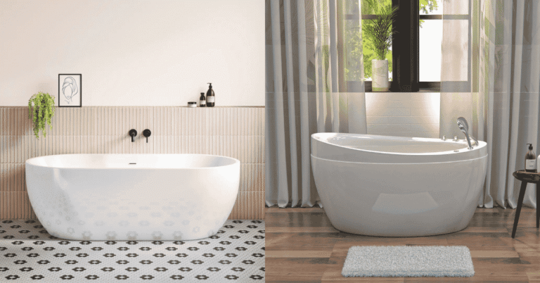 Bathroom small bathtub in a compact UK bathroom with a glass shower screen