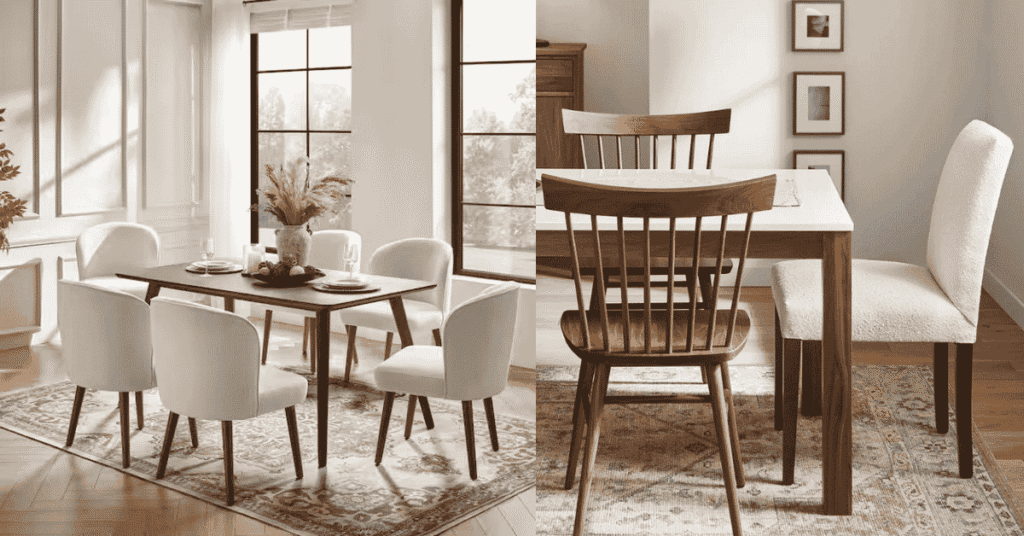 Space-saving dining chair styles in a small modern UK dining room
