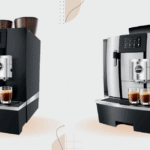 Jura office coffee machine offering multiple coffee varieties including espresso, cappuccino, latte, and flat white