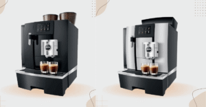 Jura office coffee machine offering multiple coffee varieties including espresso, cappuccino, latte, and flat white