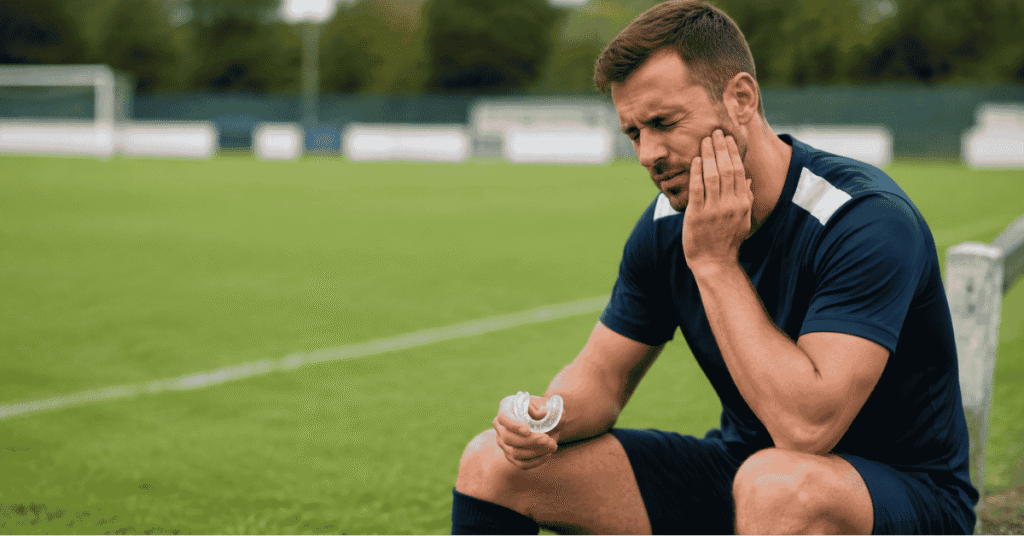 Emergency dentist in Leamington Spa treating a sports-related dental injury.