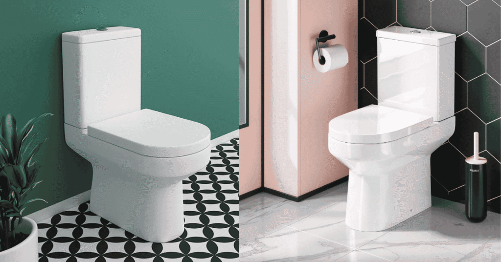 Modern close coupled toilet in a stylish UK bathroom
