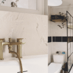 Modern mixer bath tap shower fitted in a stylish UK bathroom