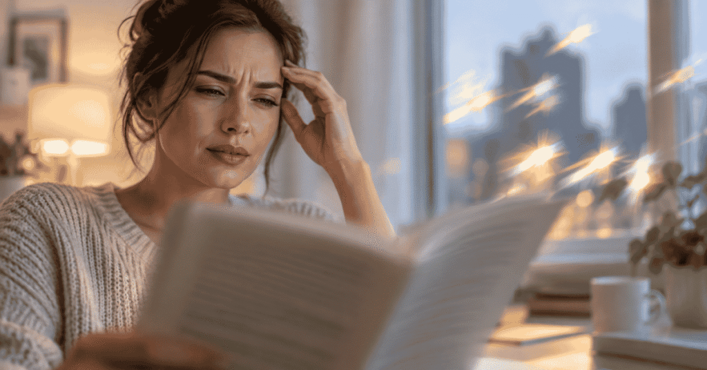 Person experiencing blurry vision caused by astigmatism