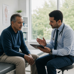 Doctor discussing long-term health and primary care with a patient