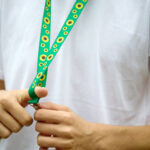 Promotional lanyards in different colours with matching clips and attachments