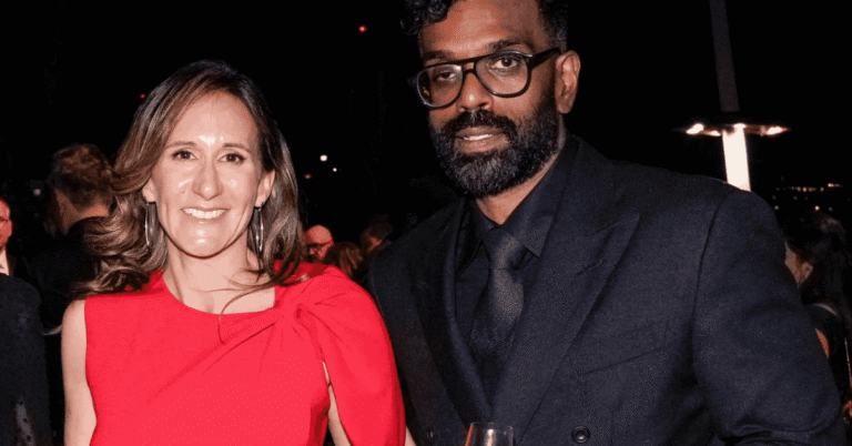 Romesh Ranganathan and his wife Leesa Ranganathan at a media event