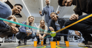 Team celebrating employee achievements at a workplace event